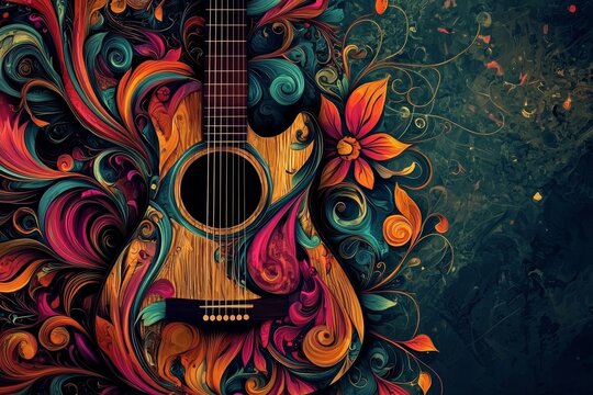 Celebrate creativity in music through striking guitar designs.