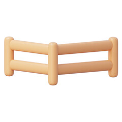Rounded wood fence for animal containment and field boundaries 3d illustration