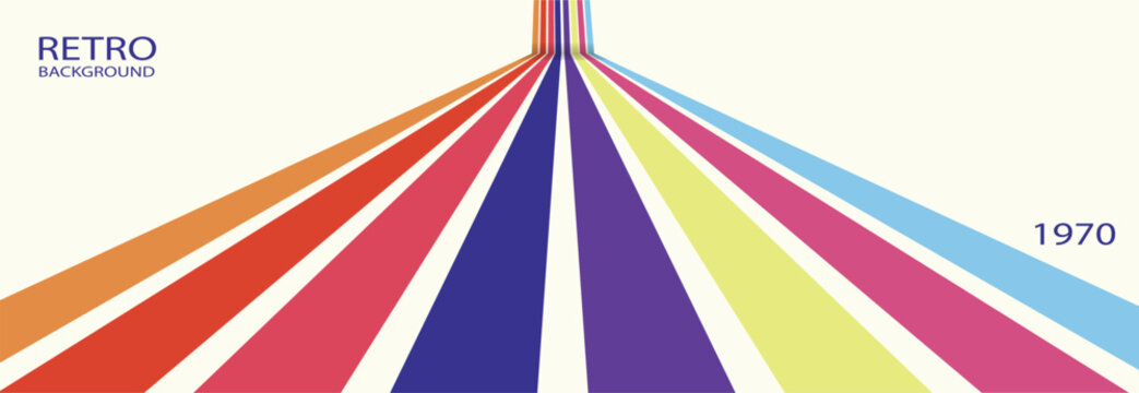 Vintage striped background. Abstract background of rainbow groovy wavy line design in 1970s hippie retro style. Vector pattern ready to use for cloth, textile, wrap, poster, banner, decorator .