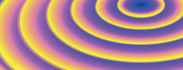 Vibrant background with concentric circles. The background features a gradient of purple and yellow, creating a smooth, colorful texture. Circular pattern background. Purple background vector.