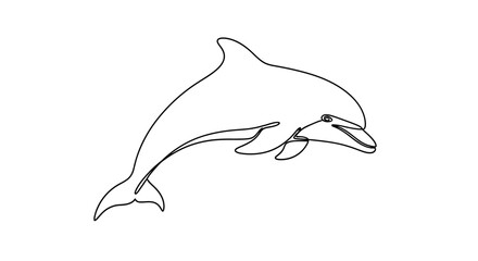 Obraz premium Minimalist dolphin outline illustration, simple and elegant marine mammal drawing for design