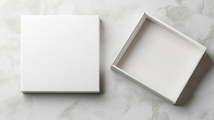 Fototapeta premium White rectangular box with sliding tray mock up smooth minimal gift box scene