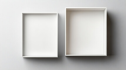 White rectangular drawer box open closed minimal wall display calm aesthetic