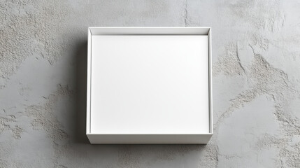White rigid drawer box on textured concrete surface with soft gradient lighting