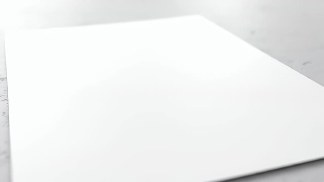 Blank White Paper Sheet on Textured Gray Surface Close Up.