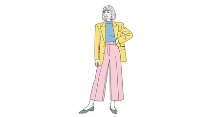 Elegant figure illustration of woman in pastel colors, creating an air of modern chic style