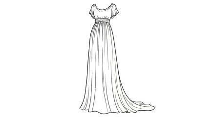Elegant empire waistline gown sketch for fashion design projects and creative ventures