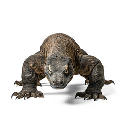 Obraz premium Komodo dragon hunting Crouches low while searching for prey. full length isolate on transparent background