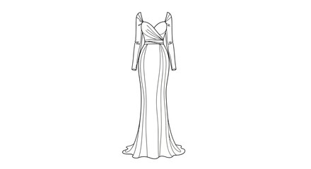 Elegant gown sketch with flowing lines showcasing design sophistication and grace
