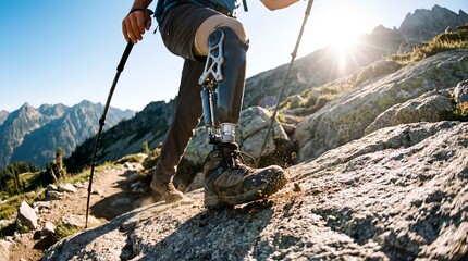 Resilience on the Trail Hiker with Prosthetic Leg Conquering Mountains