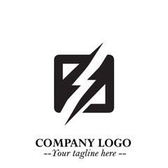 Fototapeta premium Sleek Electrical Logo Symbol on a Clean White Background for Modern Branding Design Elements Art