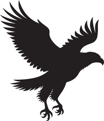 Obraz premium Black silhouette of an eagle in flight with wings spread