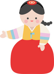 한국 전통 의상 한복을 입은 소녀