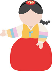 한국 전통 의상 한복을 입은 소녀