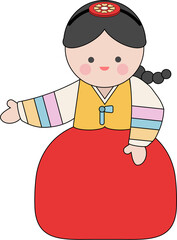 한국 전통 의상 한복을 입은 소녀