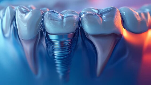 Dental Implant Surgery Animation: A Close-Up Look at Tooth Restoration Process and Healing