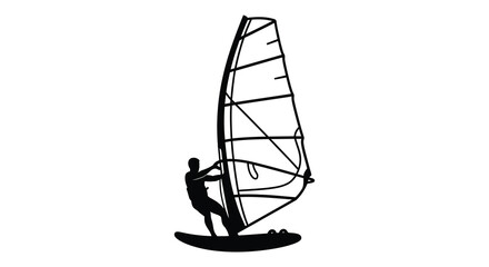 Windsurfer on water sport activity silhouette