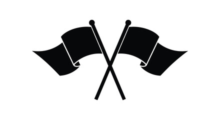 Two crossed flags icon symbol of victory or celebration silhouette