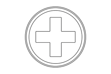 One line medical cross shape outline for modern health concepts