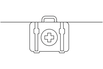 One line medical cross shape outline for modern health concepts