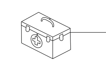One line medical cross shape outline for modern health concepts