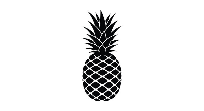 Pineapple tropical fruit black and white graphic design silhouette