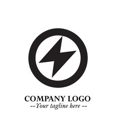Sleek Electrical Logo Symbol on a Clean White Background for Modern Branding Design Elements Art