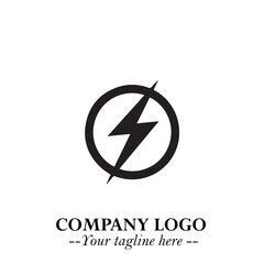 Sleek Electrical Logo Symbol on a Clean White Background for Modern Branding Design Elements Art