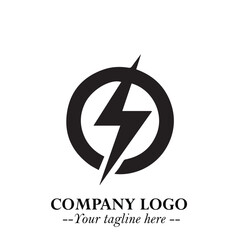 Sleek Electrical Logo Symbol on a Clean White Background for Modern Branding Design Elements Art
