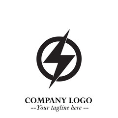 Sleek Electrical Logo Symbol on a Clean White Background for Modern Branding Design Elements Art