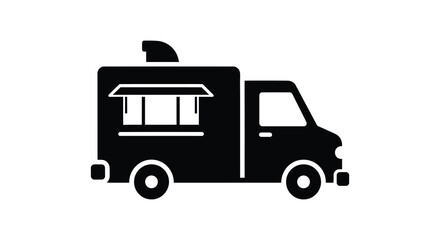 Food truck icon vector illustration mobile kitchen silhouette