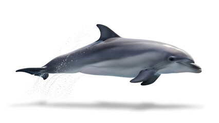 Graceful dolphin leaping joyfully from clear water, a symbol of ocean conservation and marine life, perfect for nature documentaries and eco tourism campaigns
