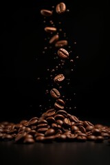 Falling Coffee Beans A Dark and Aromatic Cascade of Flavor.