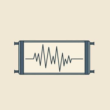 Seismograph recording seismic waves on a paper scroll.