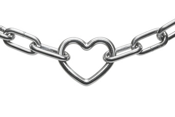 Obraz premium Silver Chain with Central Heart Link metal