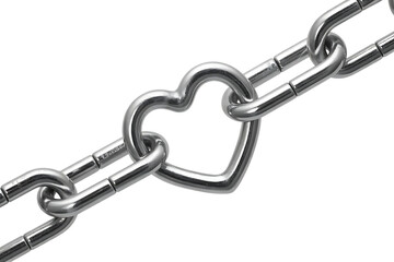 Fototapeta premium Silver Chain Link with Heart Shaped Link metal