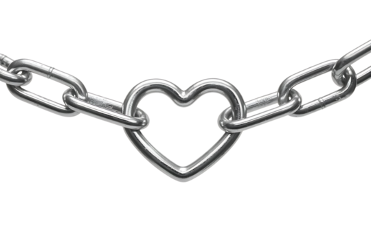 Silver Chain with Central Heart Link metal