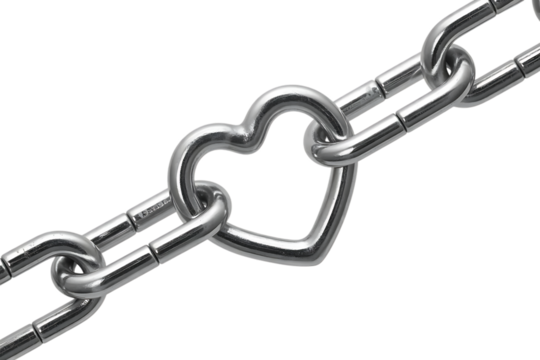Silver Chain Link with Heart Shaped Link metal