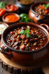 Hearty Vegetable Stew in Rustic Bowl A Culinary Delight.