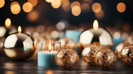 christmas candle and decorations
