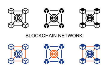 Fototapeta premium Blockchain Network Icon Multi Style Vector Illustration