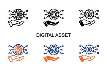 Digital Asset Icon Multi Style Vector Illustration