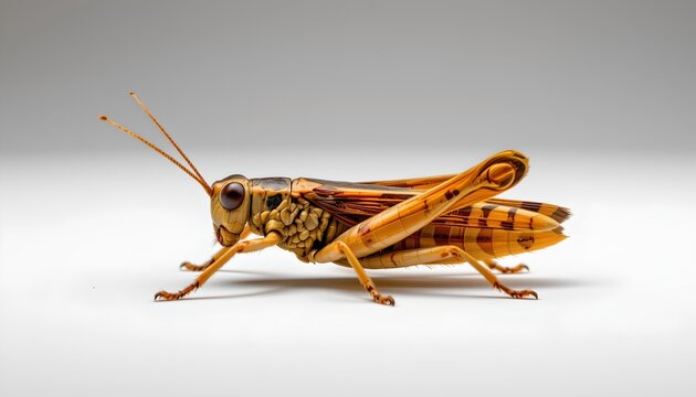 A close up view of a cicada, showcasing its intricate patterns and vibrant colors, which contrast with the monochrome background.