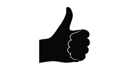 Simple thumbs up hand gesture illustration in black silhouette