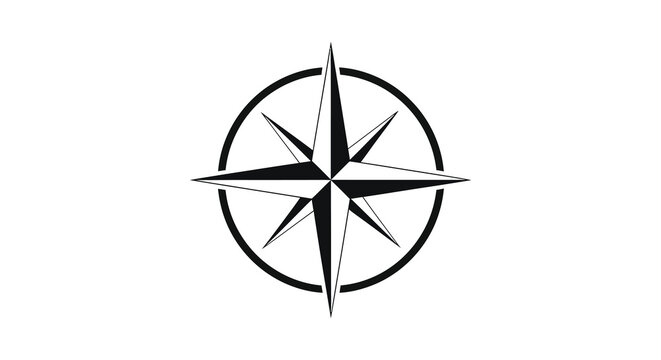 Compass rose icon with oval frame vector illustration silhouette
