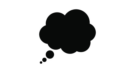 Black thought bubble symbol on white background in silhouette style silhouette