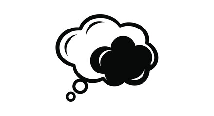 Black and white thought bubble icon symbolizing ideas and thinking