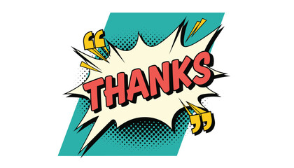 Vector Art of Bold &ldquo;THANKS&rdquo; in Pop Art Design 