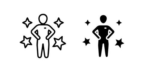 Self-Confidence outline and pictogram Icon Personal Growth Motivation Positive Mindset Success Empowerment for empowerment, mindset, success.