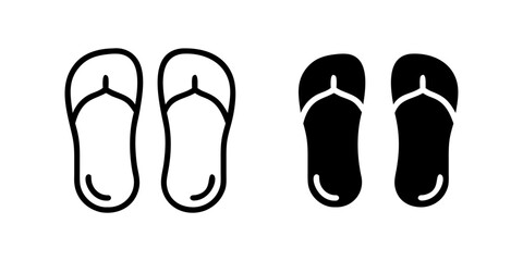 Sandals outline and pictogram Icon Footwear Summer Casual Fashion Shoes Minimal Modern Design for fashion, flip-flops, style.